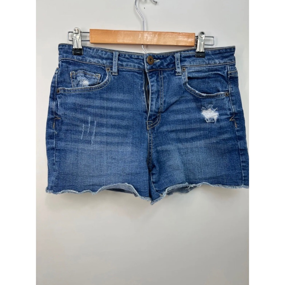 Bethany Mota Blue Denim Womens Size 8 Distressed Cotton High-Rise Shorts